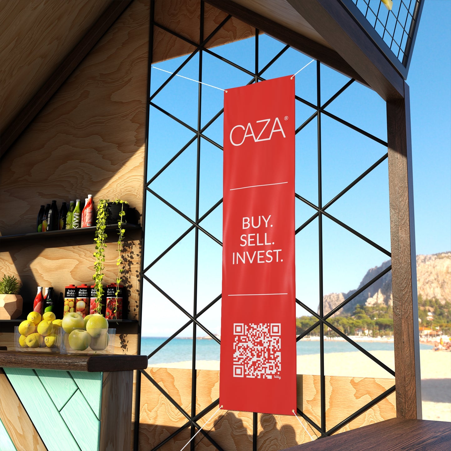 Buy. Sell. Invest. | Matte Banner (Red)