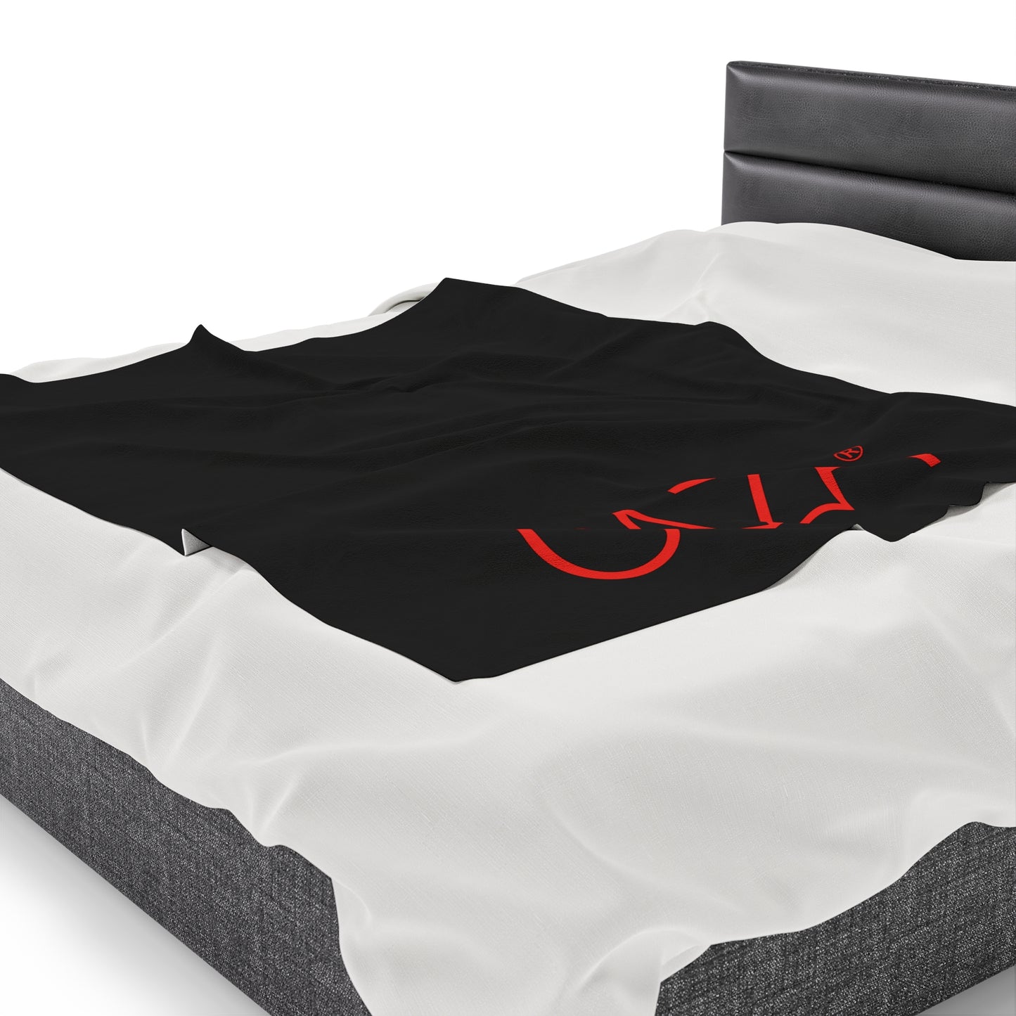 Velveteen Plush Blanket (Black with Red Logo)