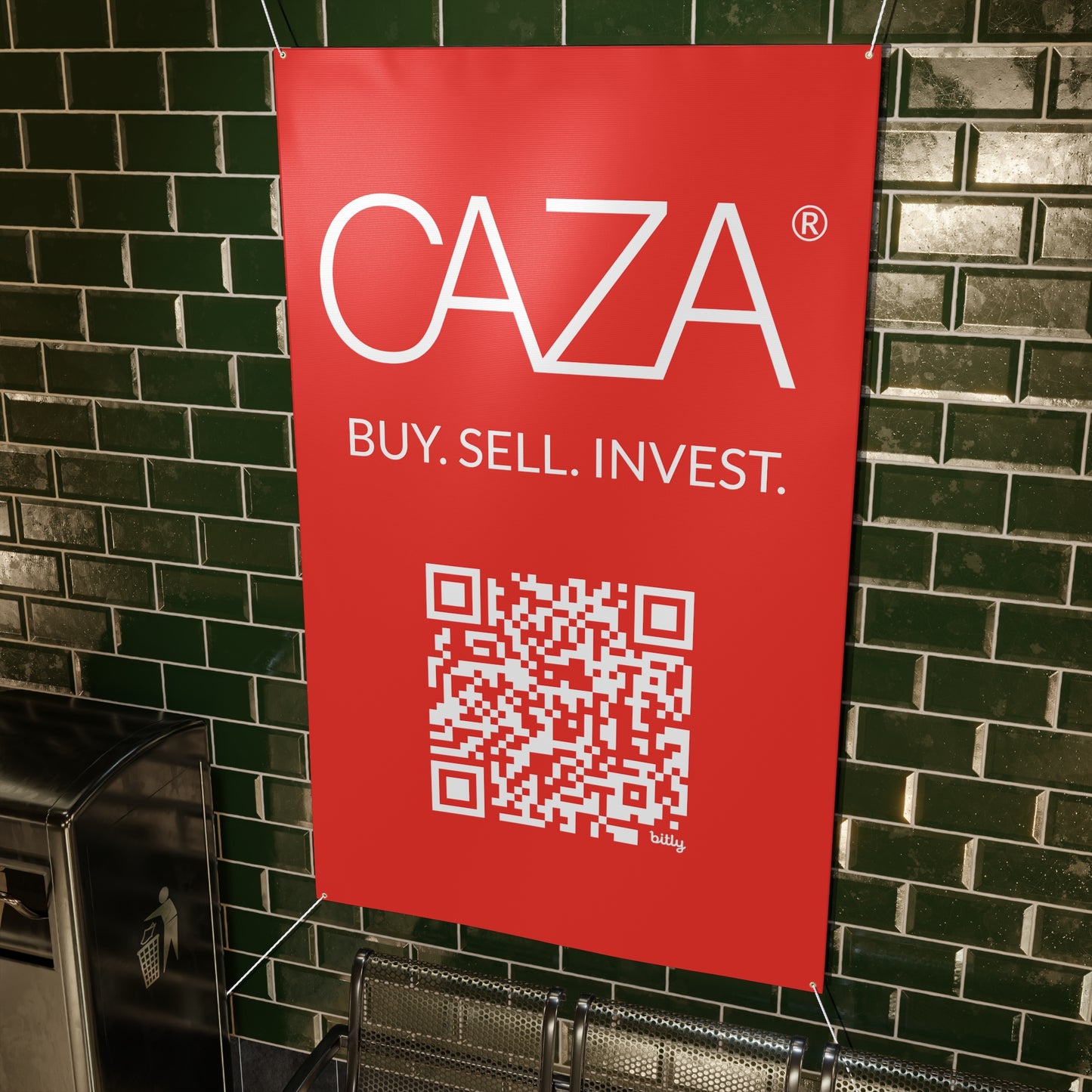 Buy. Sell. Invest. | Matte Banner (Red)