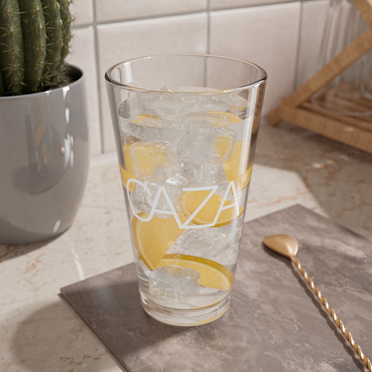 Mixing Glass, 16oz | White CAZA® Logo
