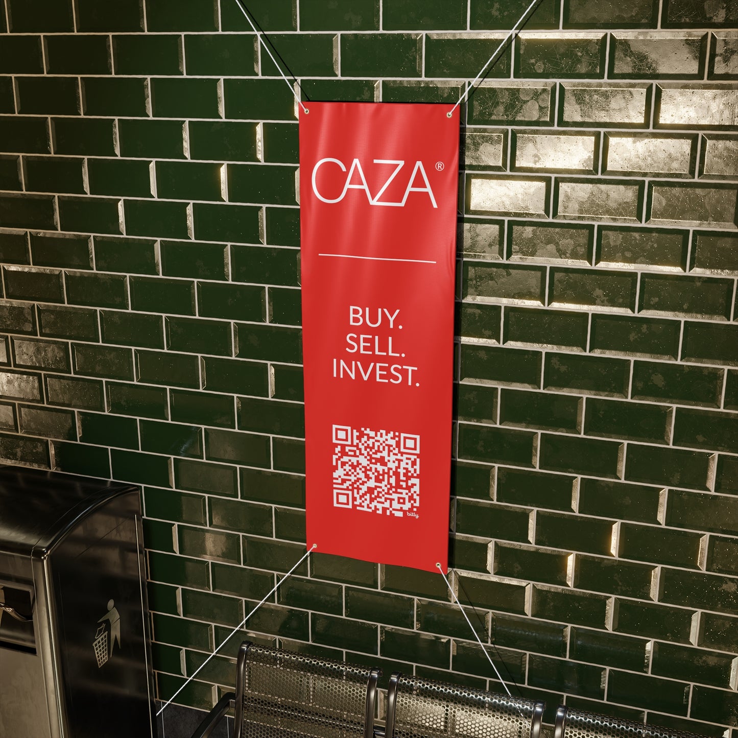 Buy. Sell. Invest. | Matte Banner (Red)