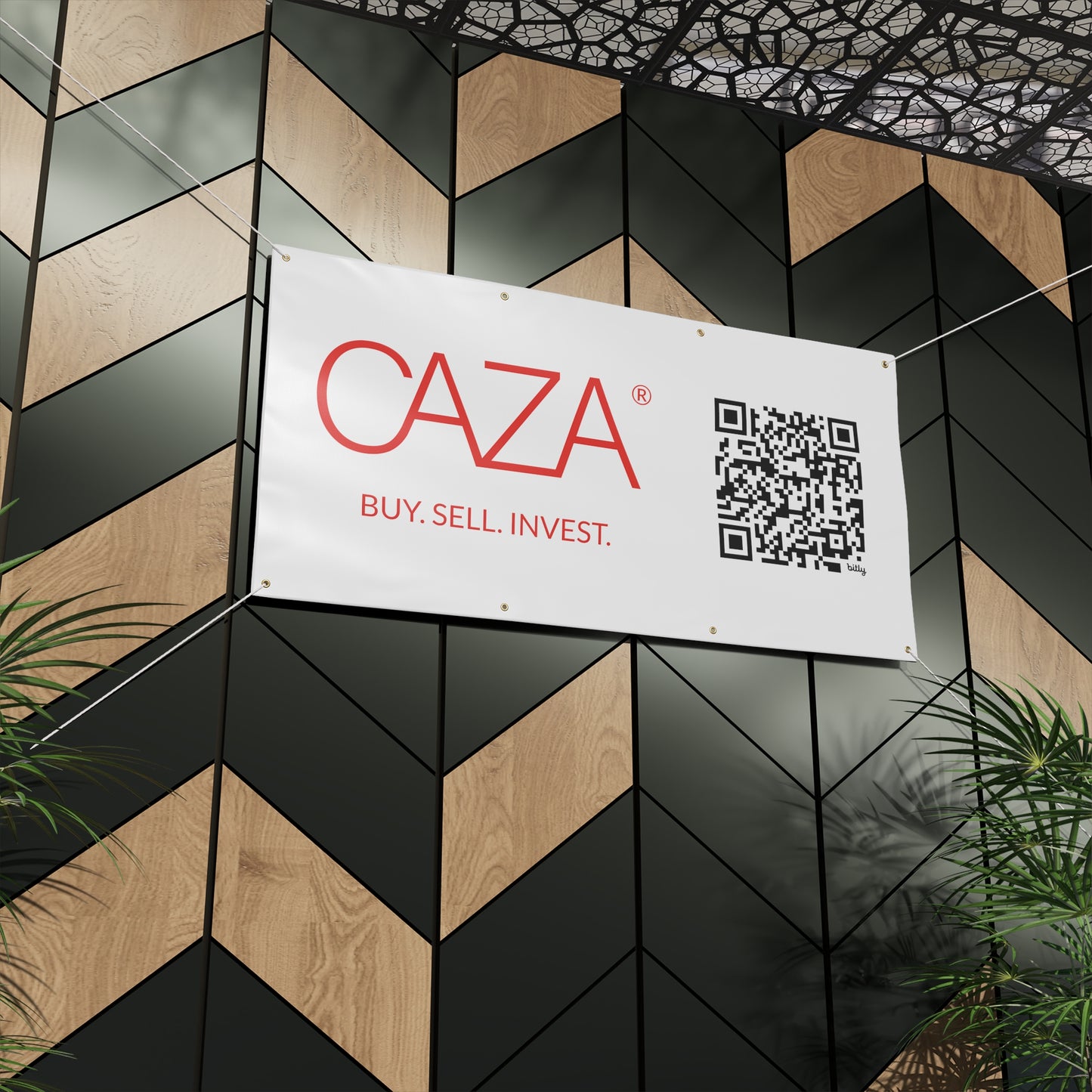 Buy. Sell. Invest. | Matte Banner (White)