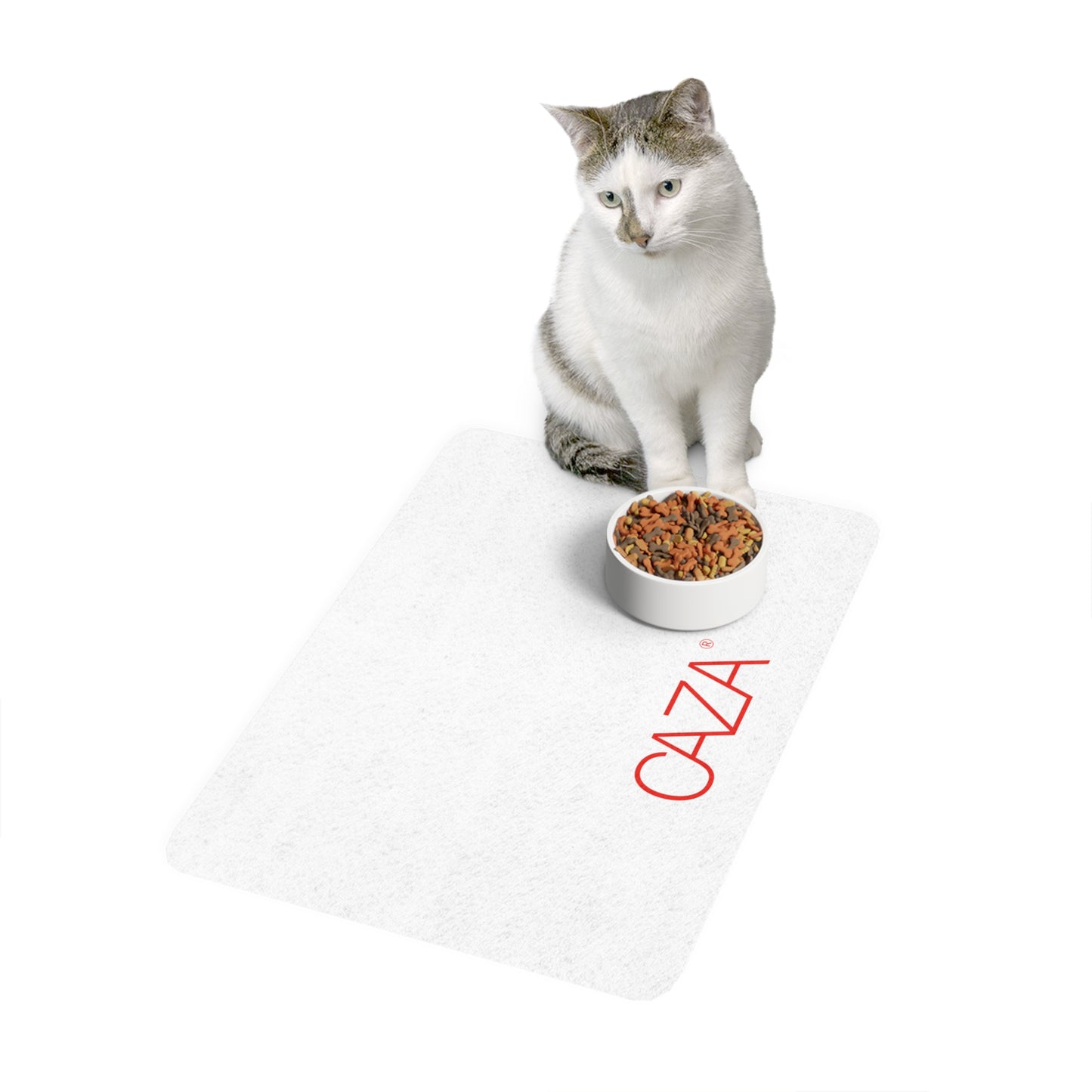 Rectangle Pet Food Mat (White)