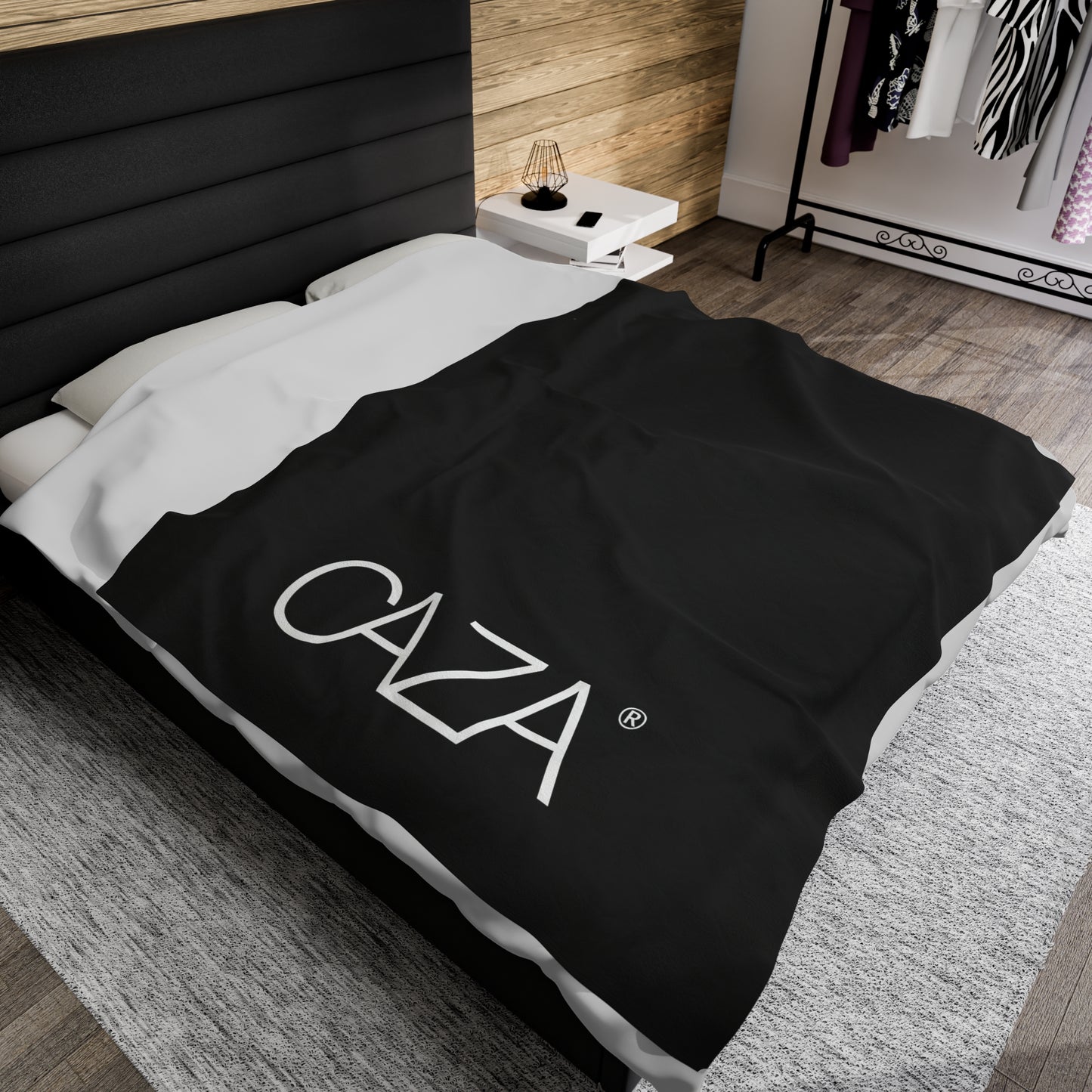 Velveteen Plush Blanket (Black with White Logo)