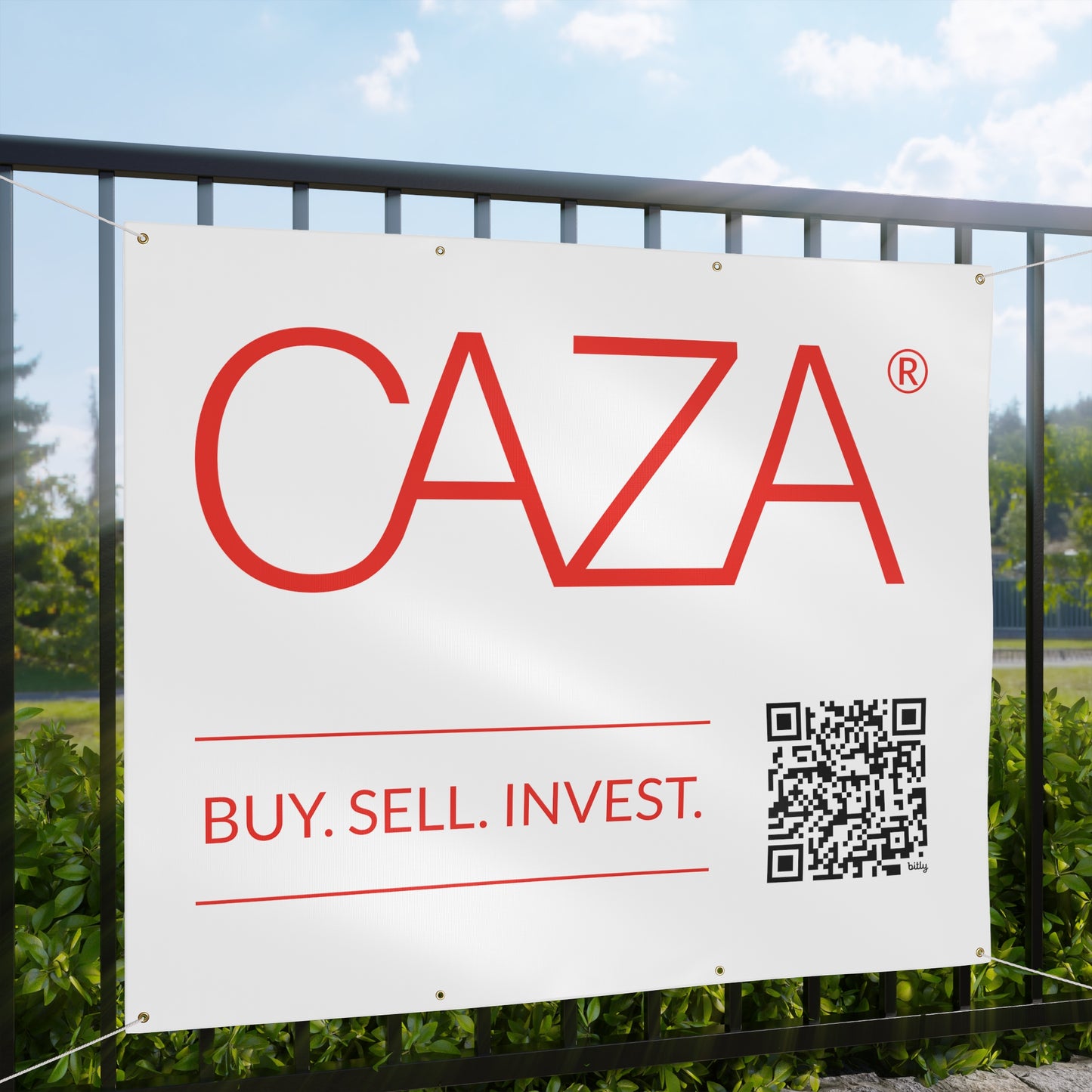 Buy. Sell. Invest. | Matte Banner (White)