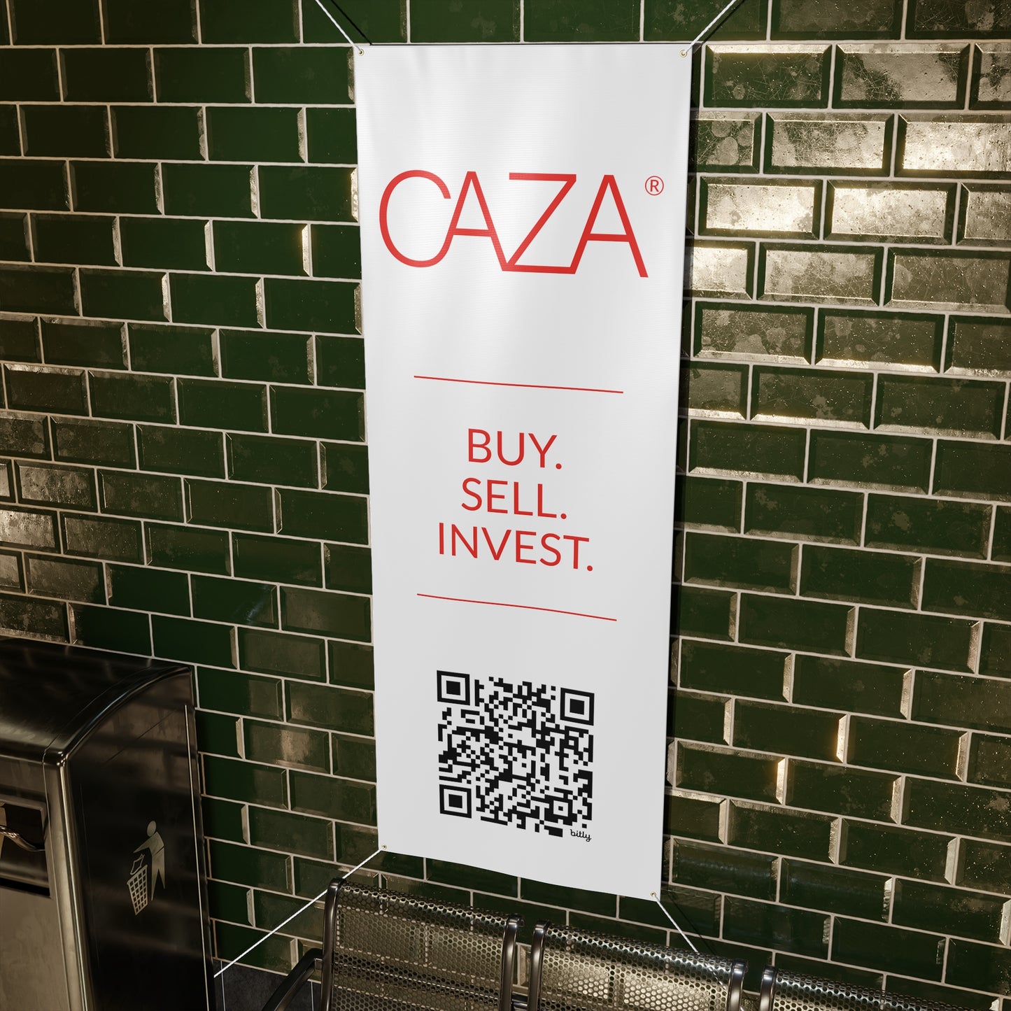 Buy. Sell. Invest. | Matte Banner (White)
