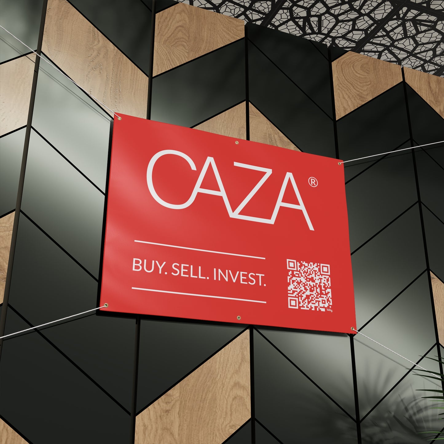 Buy. Sell. Invest. | Matte Banner (Red)
