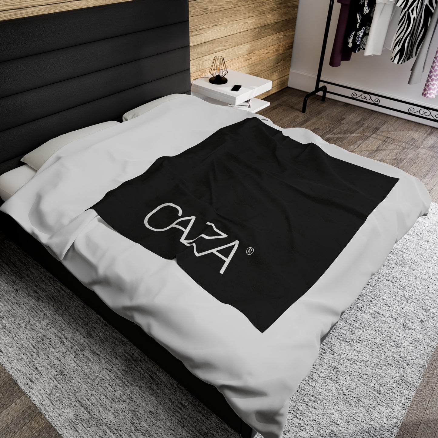 Velveteen Plush Blanket (Black with White Logo)