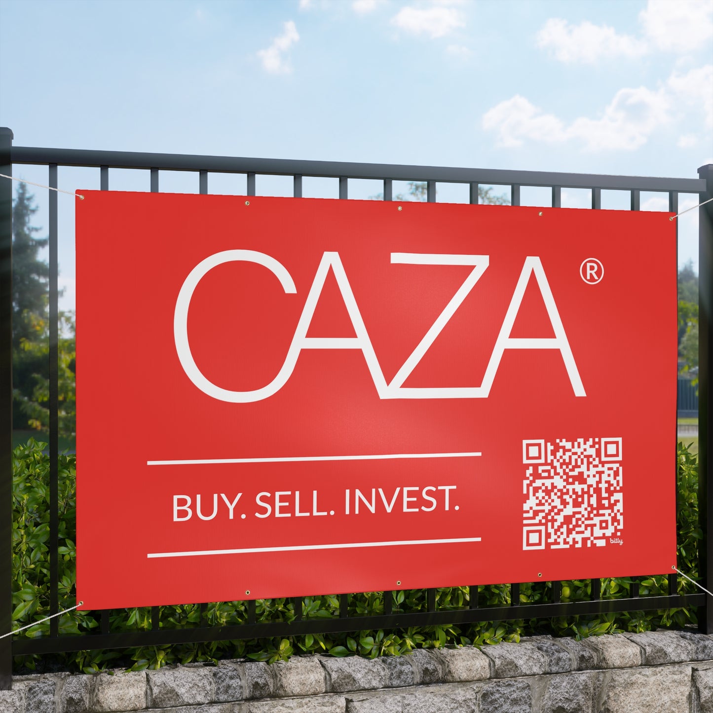 Buy. Sell. Invest. | Matte Banner (Red)