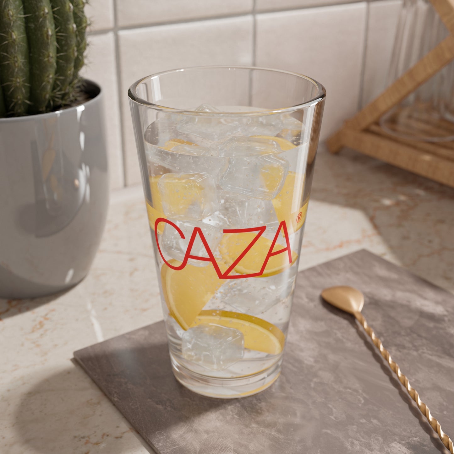 Mixing Glass, 16oz | Red CAZA® Logo