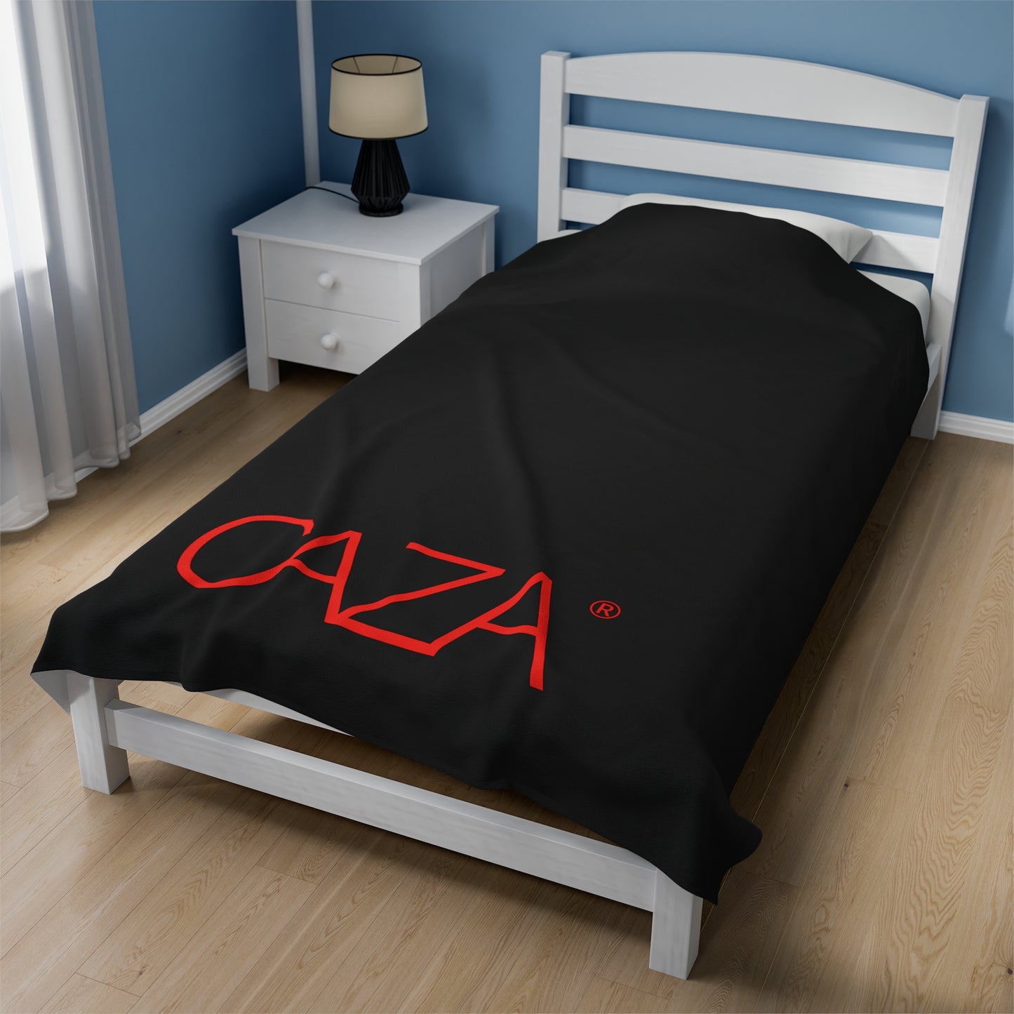Velveteen Plush Blanket (Black with Red Logo)
