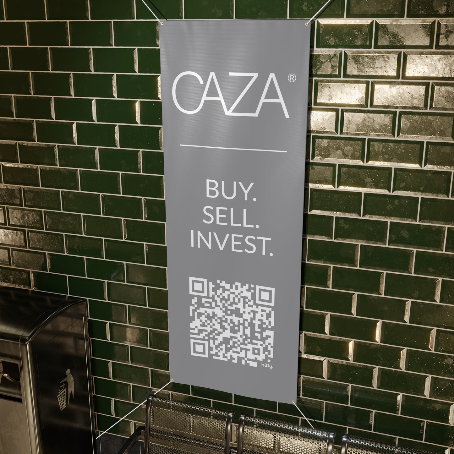 Buy. Sell. Invest. | Matte Banner (Grey)