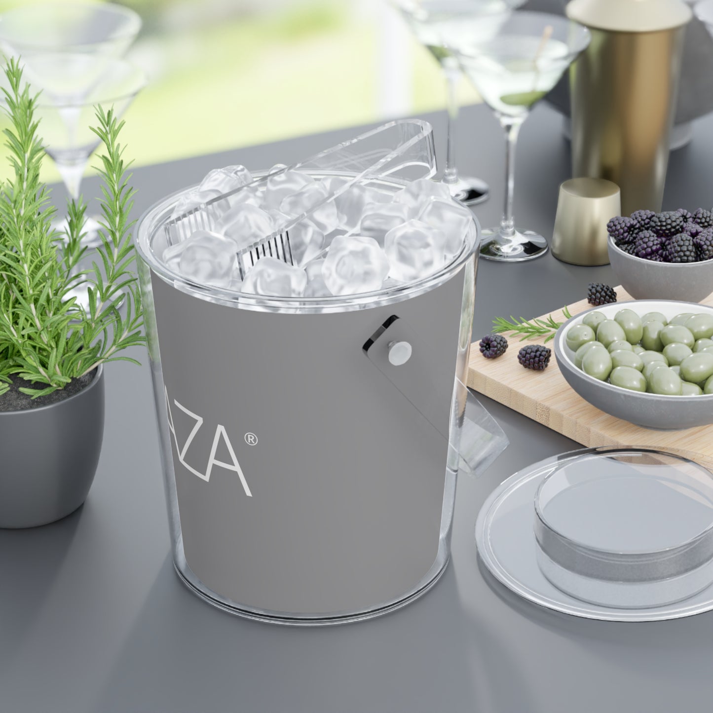 Ice Bucket with Tongs (Grey)