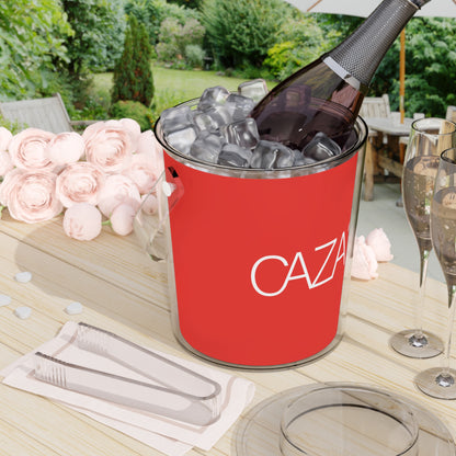 Ice Bucket with Tongs (Red)