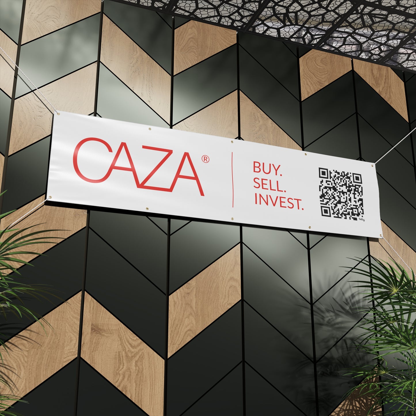 Buy. Sell. Invest. | Matte Banner (White)