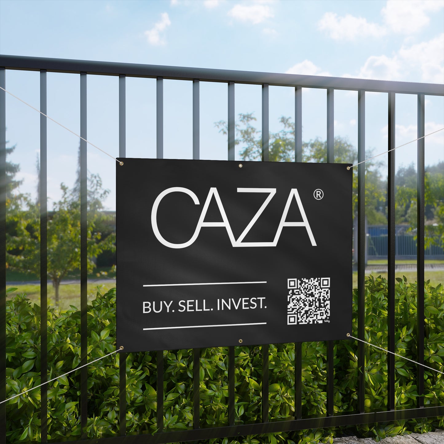 Buy. Sell. Invest. | Matte Banner (Black)