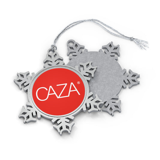 Pewter Snowflake Ornament (Red)