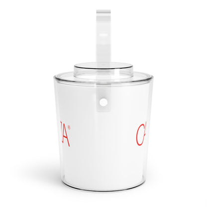 Ice Bucket with Tongs (White)