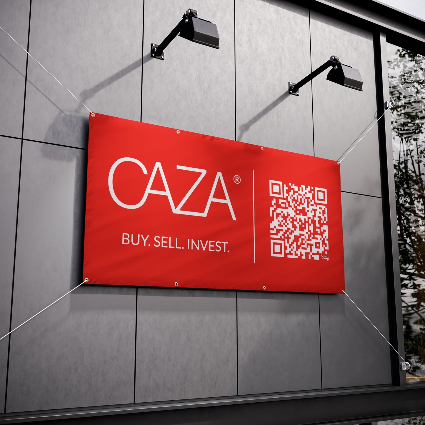 Buy. Sell. Invest. | Vinyl Banners (Red)