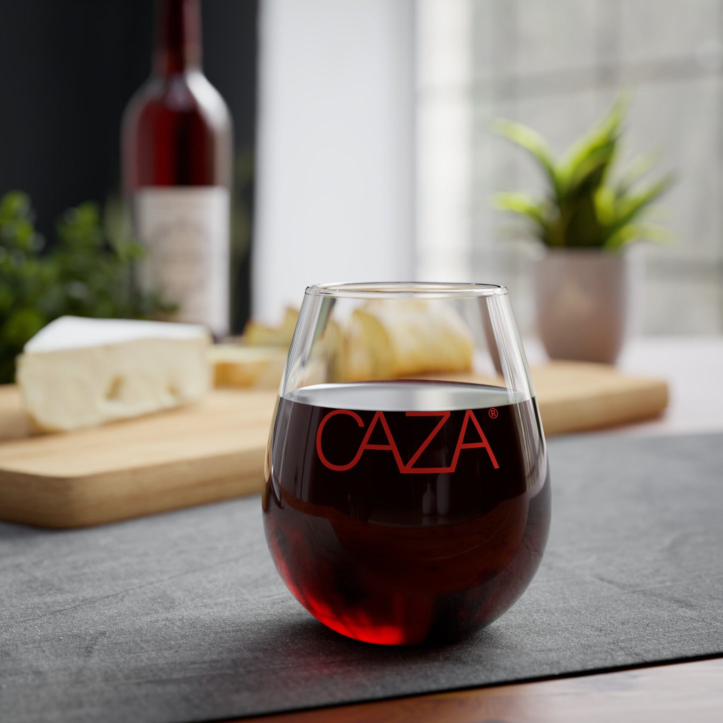Stemless Wine Glass | Red CAZA® Logo