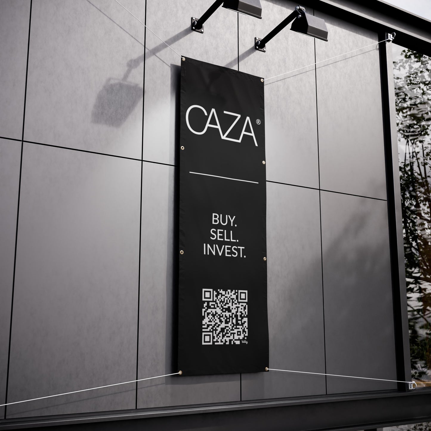 Buy. Sell. Invest. | Vinyl Banners (Black)