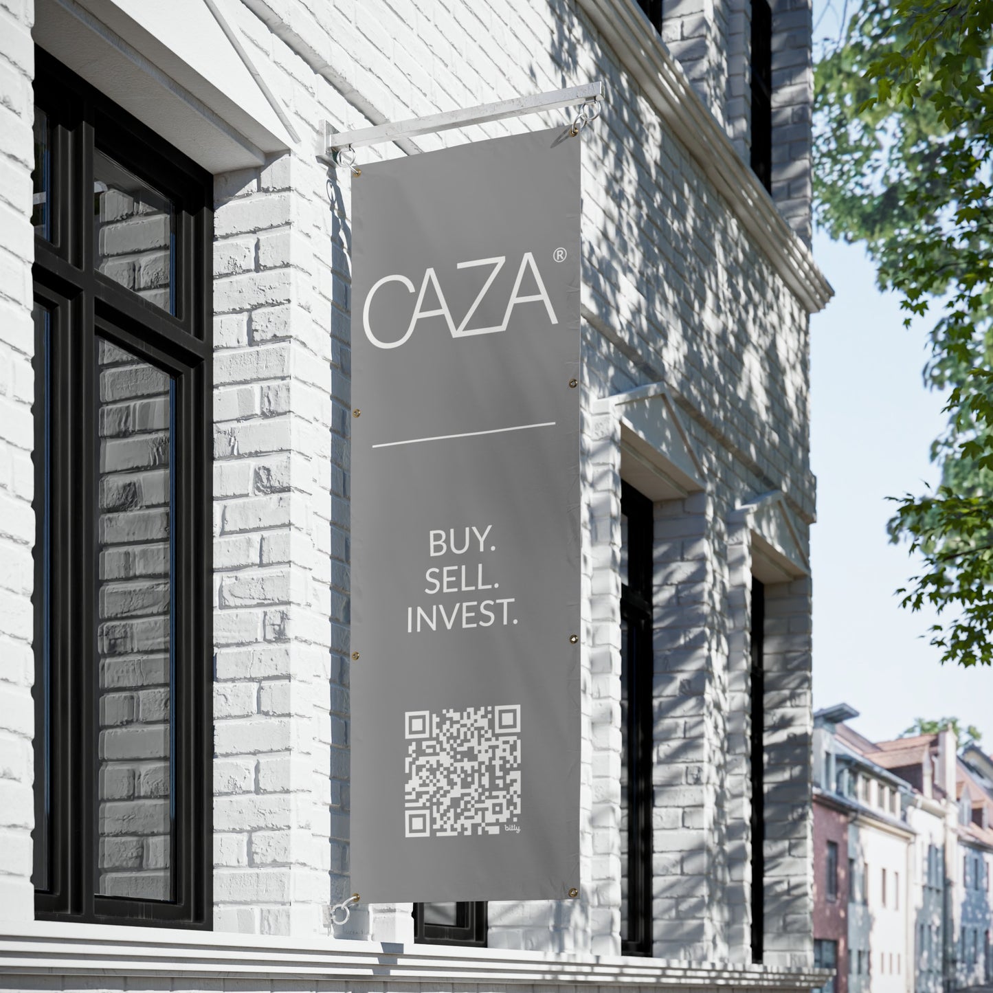Buy. Sell. Invest. | Vinyl Banners (Grey)