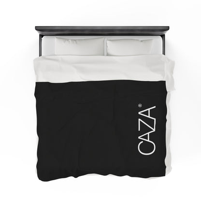 Velveteen Plush Blanket (Black with White Logo)