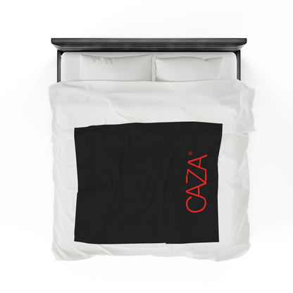 Velveteen Plush Blanket (Black with Red Logo)