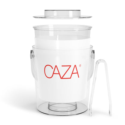 Ice Bucket with Tongs (White)