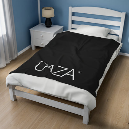 Velveteen Plush Blanket (Black with White Logo)