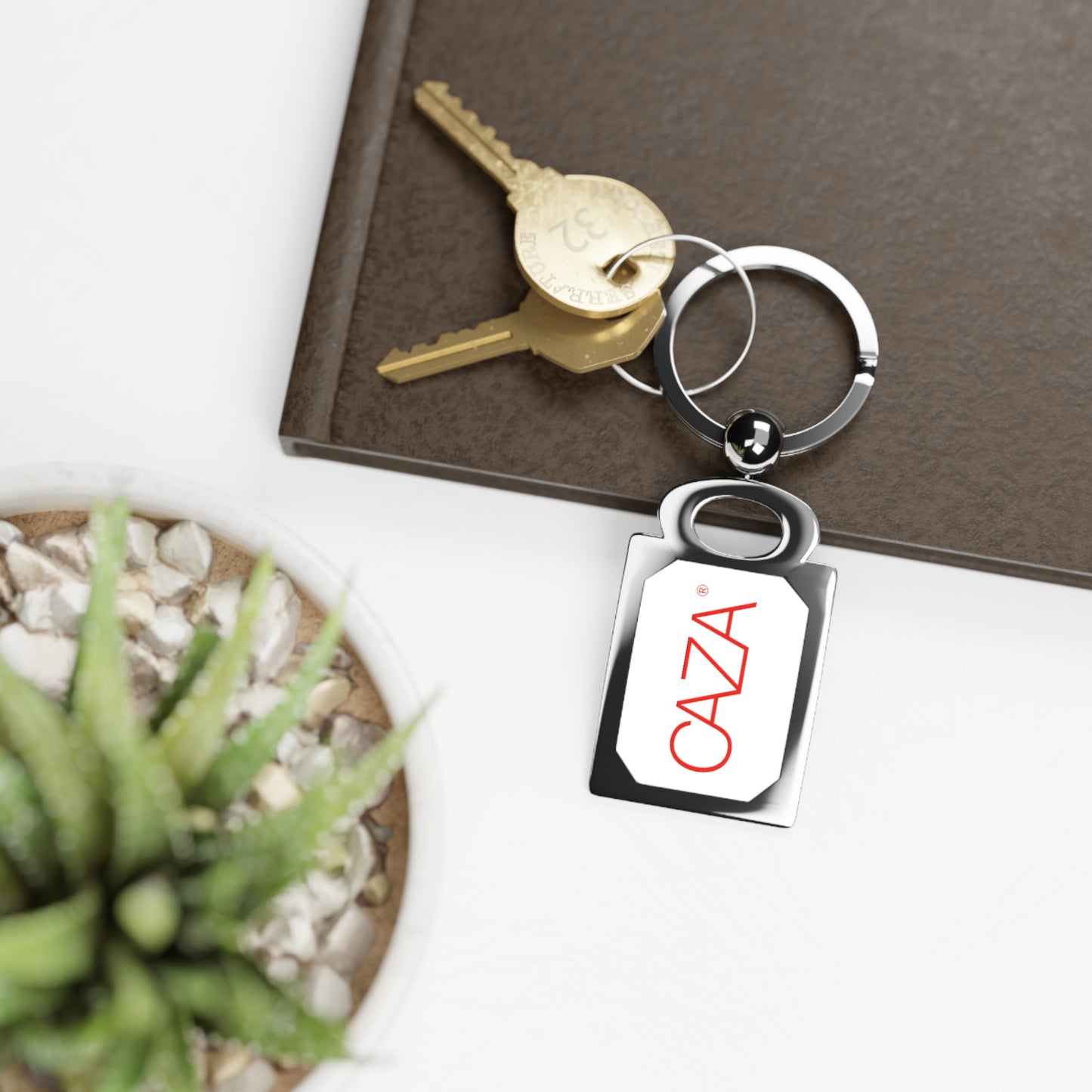 Rectangle Photo Keyring (White)