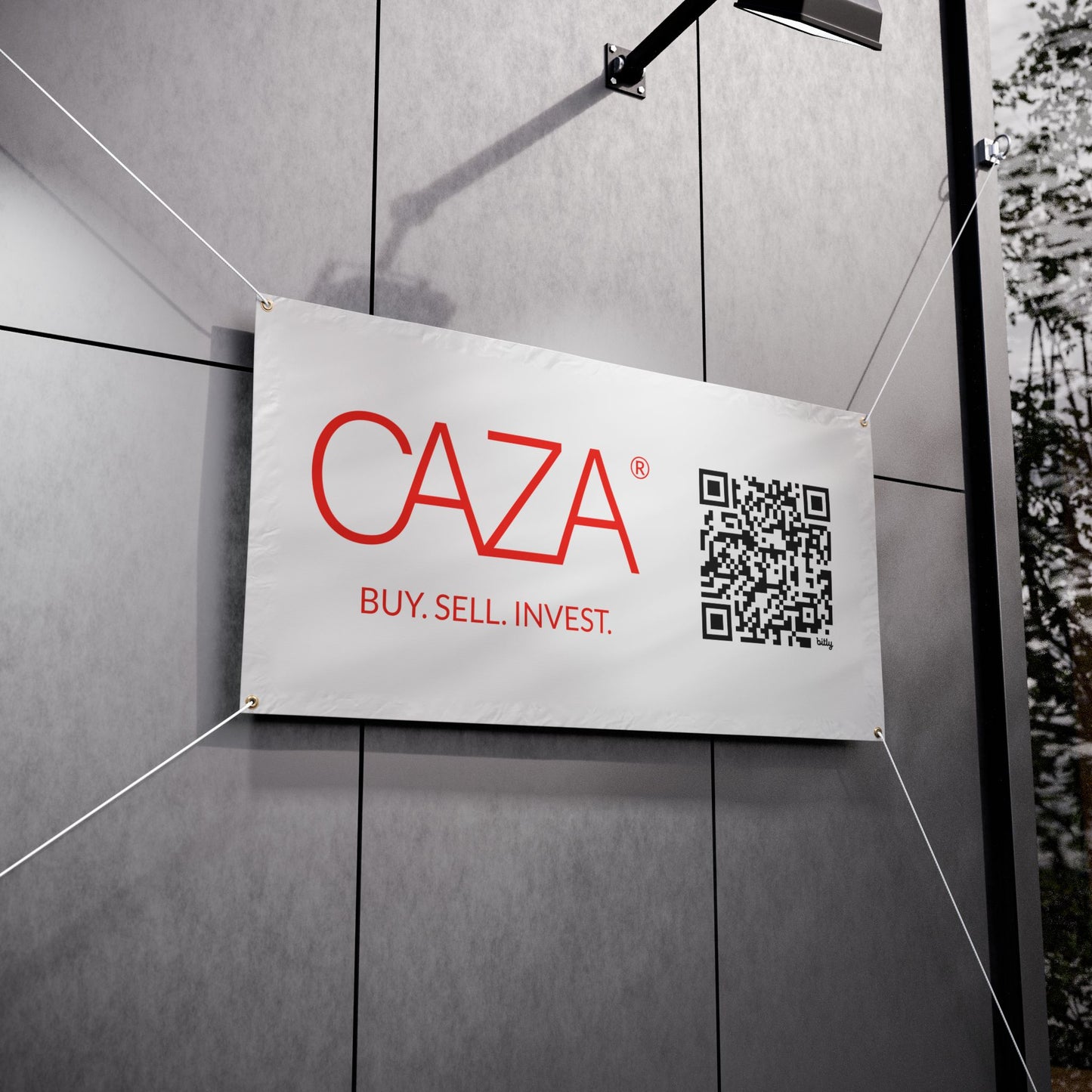 Buy. Sell. Invest. | Vinyl Banners (White)