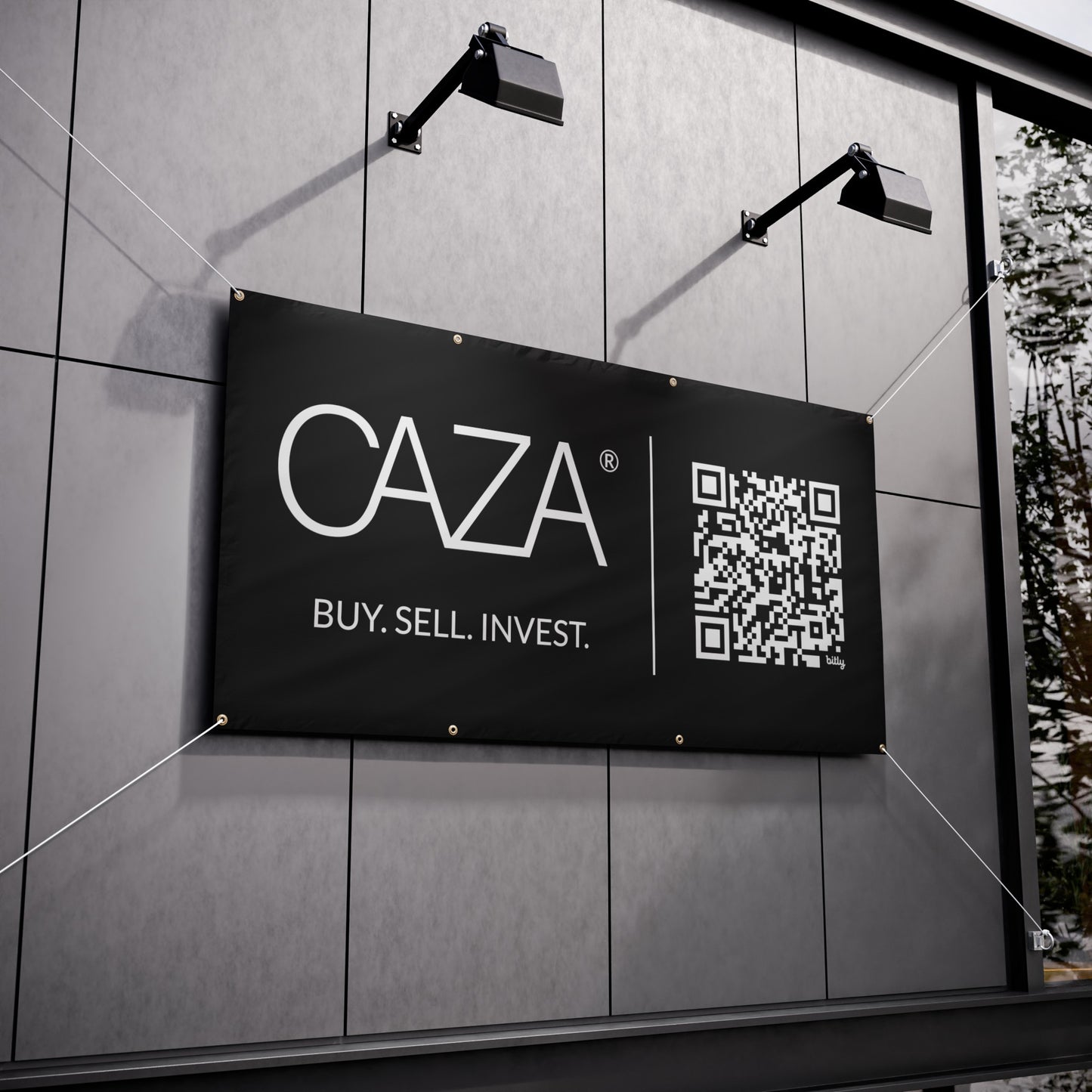 Buy. Sell. Invest. | Vinyl Banners (Black)