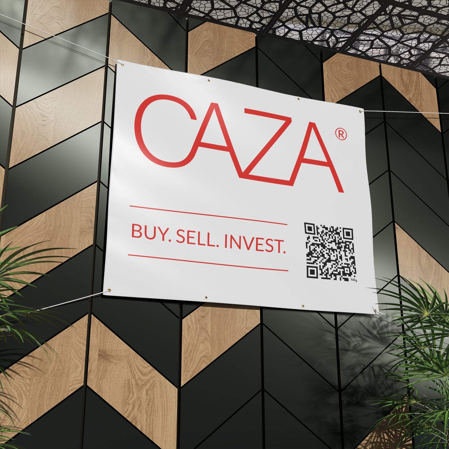 Buy. Sell. Invest. | Matte Banner (White)