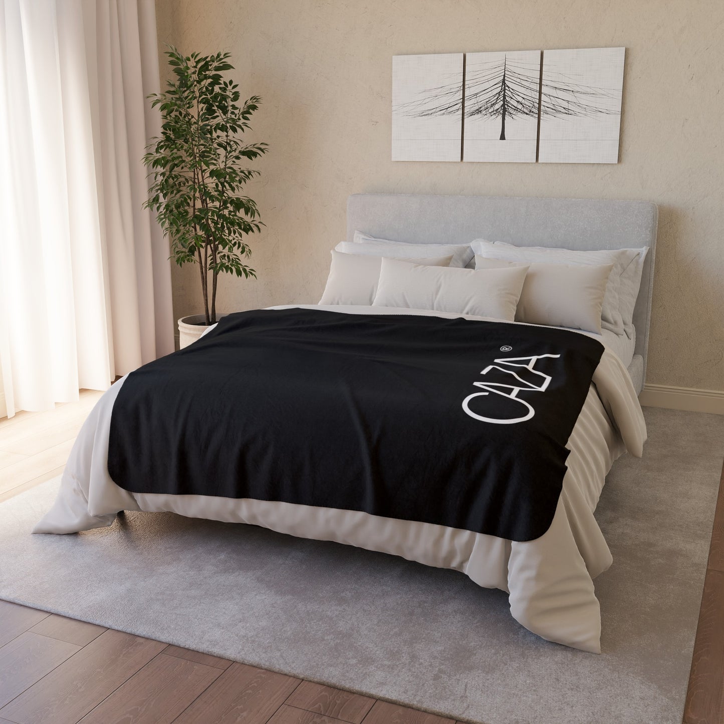 Fleece Sherpa Blanket (Black with White Logo)