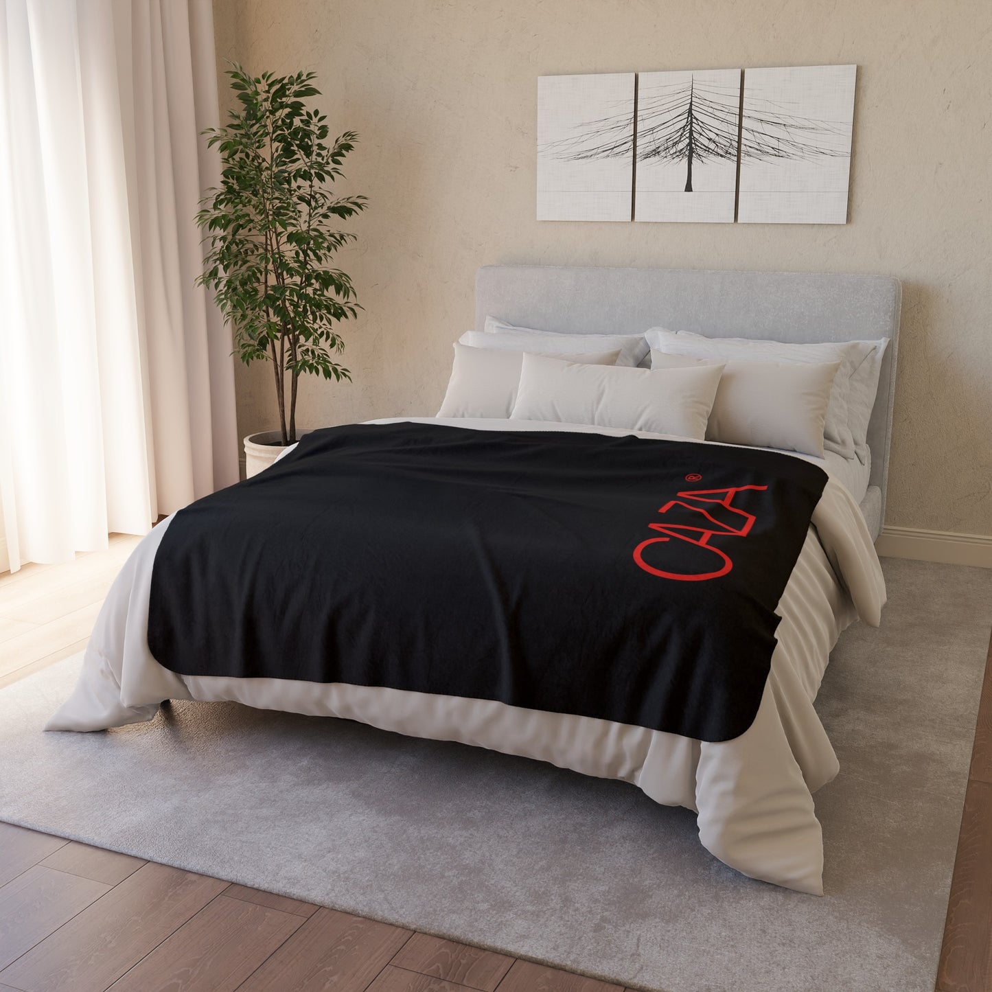 Fleece Sherpa Blanket (Black with Red Logo)