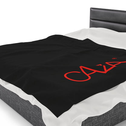 Velveteen Plush Blanket (Black with Red Logo)