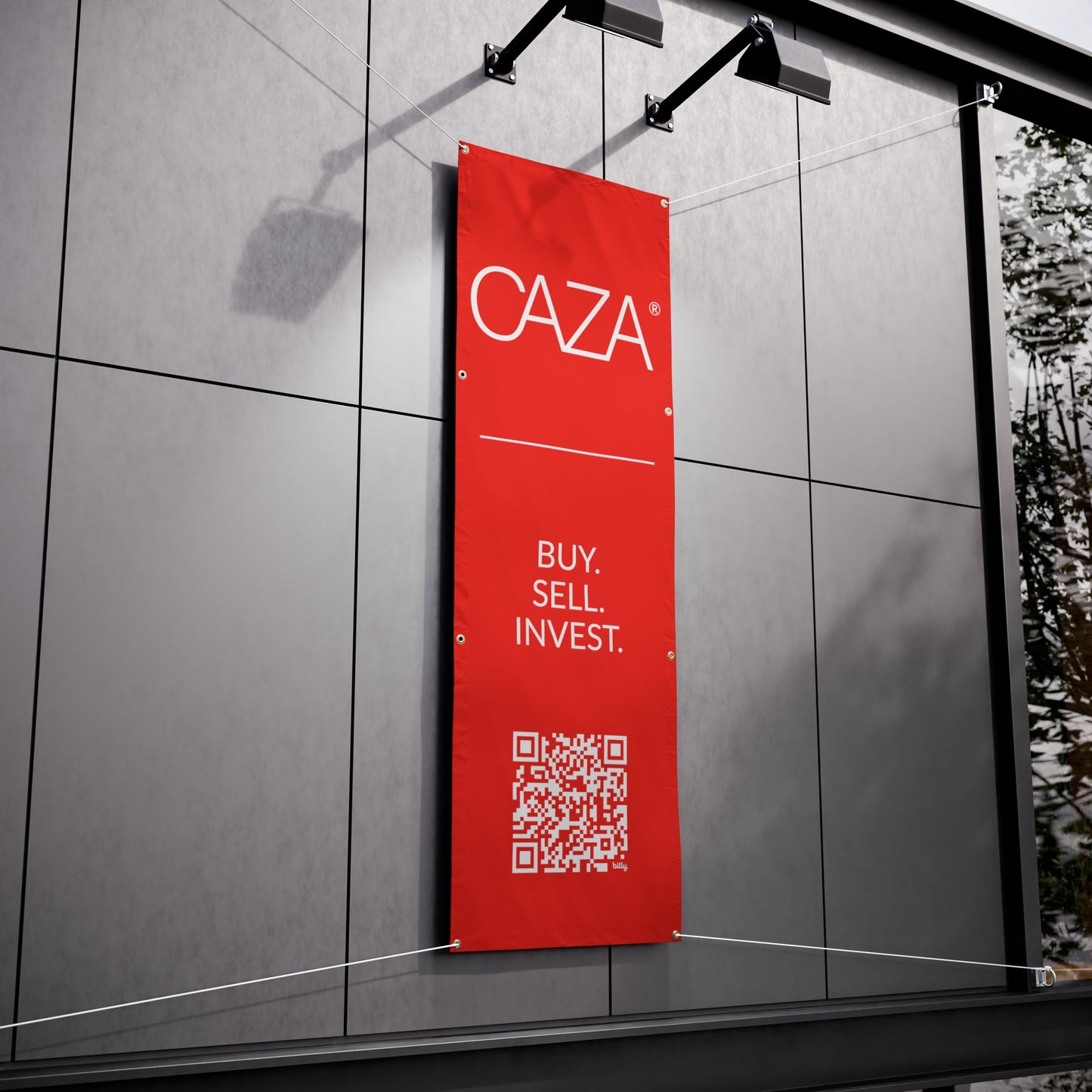 Buy. Sell. Invest. | Vinyl Banners (Red)