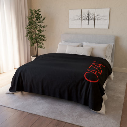 Fleece Sherpa Blanket (Black with Red Logo)