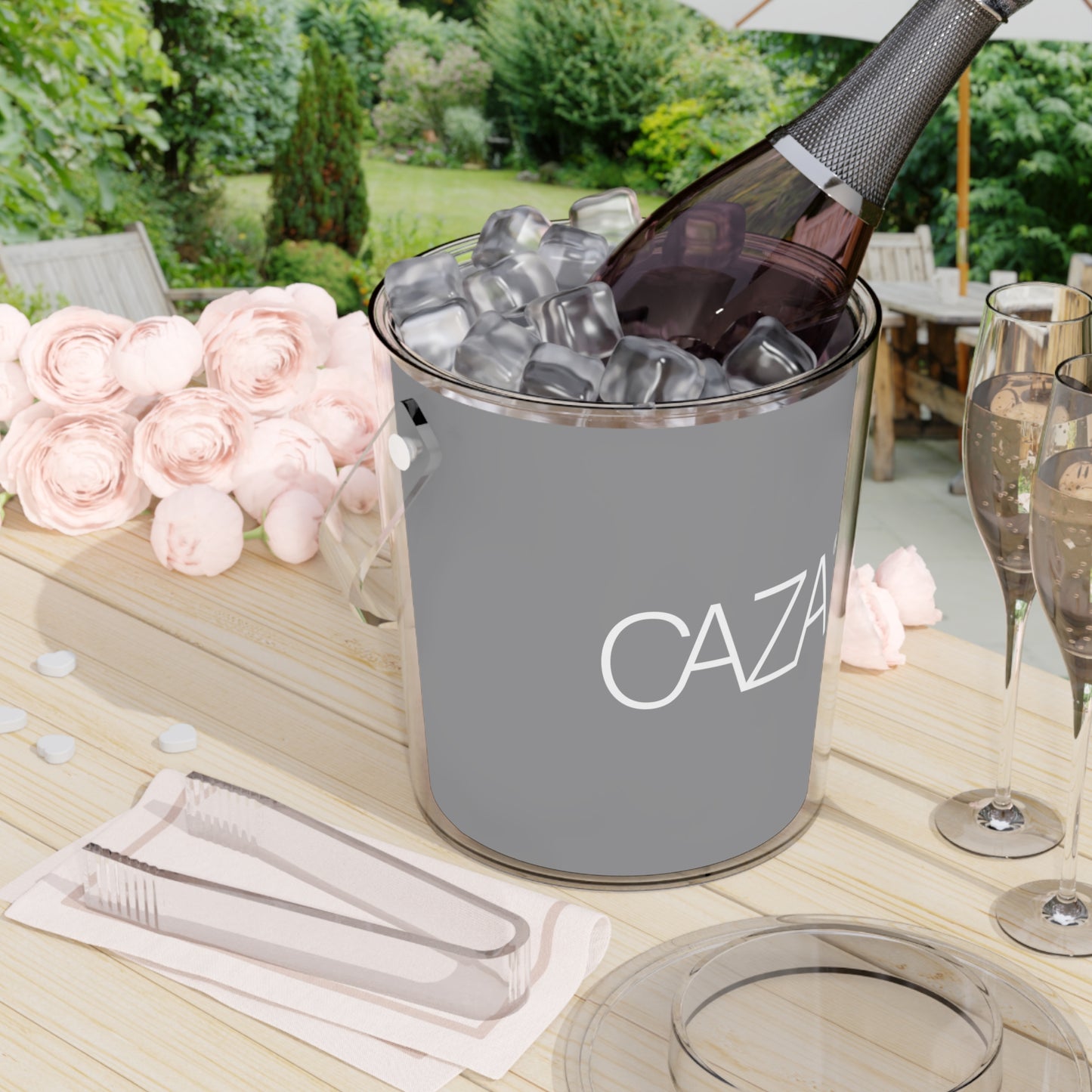 Ice Bucket with Tongs (Grey)