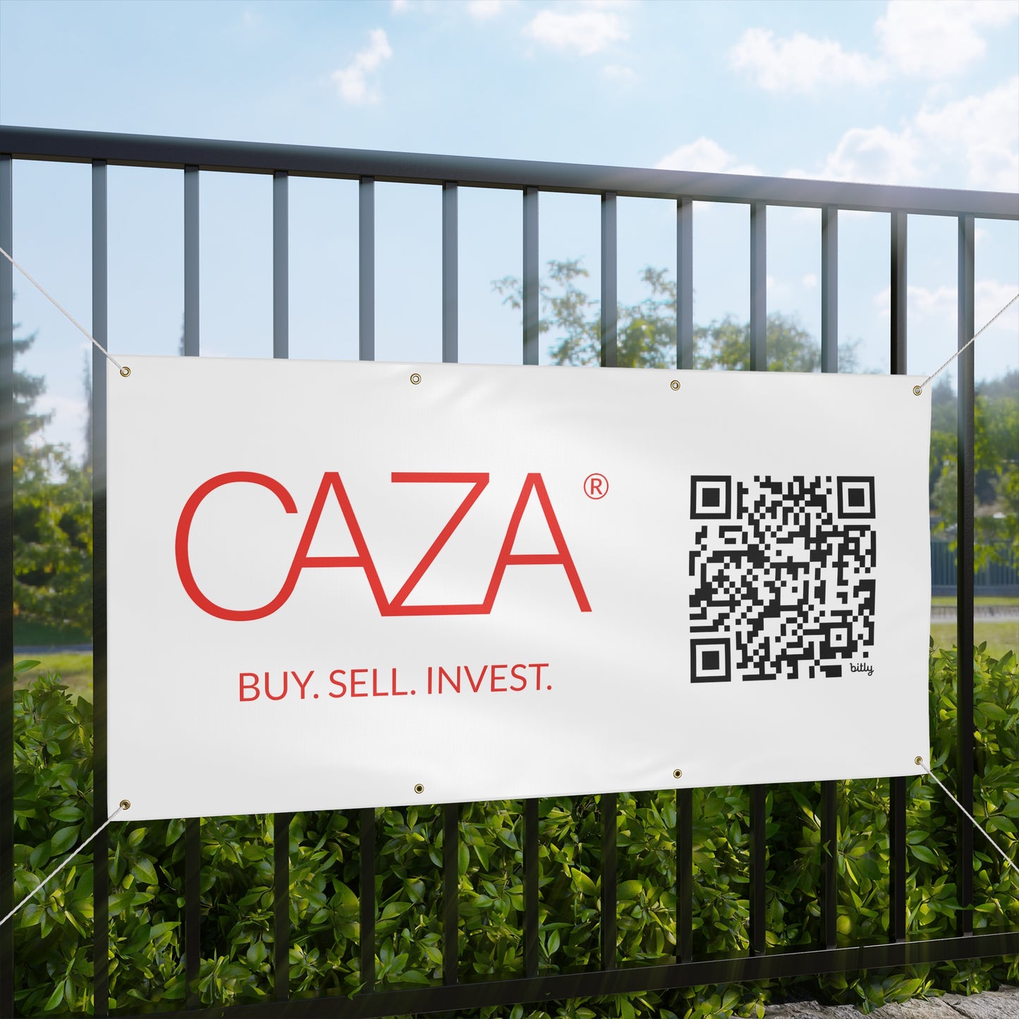 Buy. Sell. Invest. | Matte Banner (White)