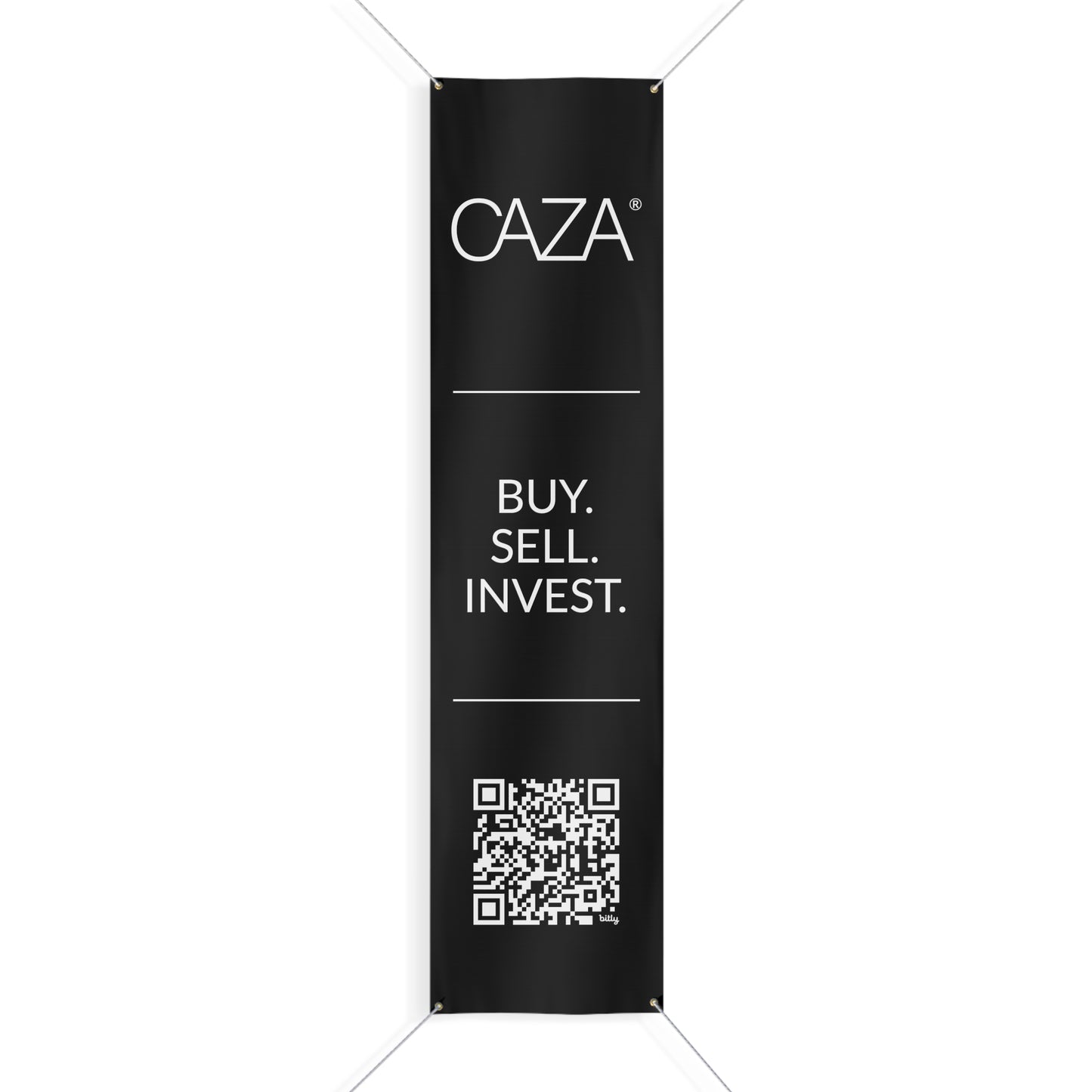 Buy. Sell. Invest. | Matte Banner (Black)