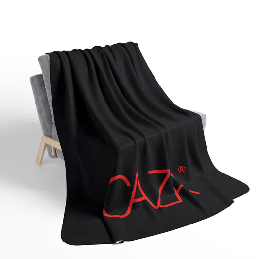 Fleece Sherpa Blanket (Black with Red Logo)