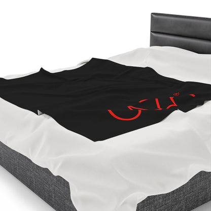 Velveteen Plush Blanket (Black with Red Logo)