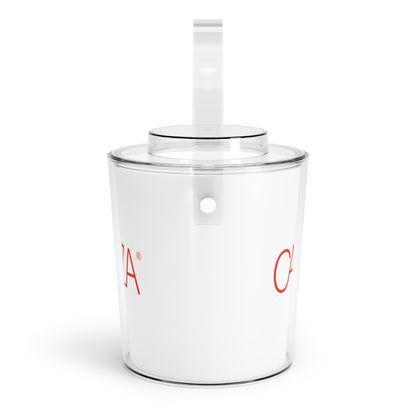 Ice Bucket with Tongs (White)