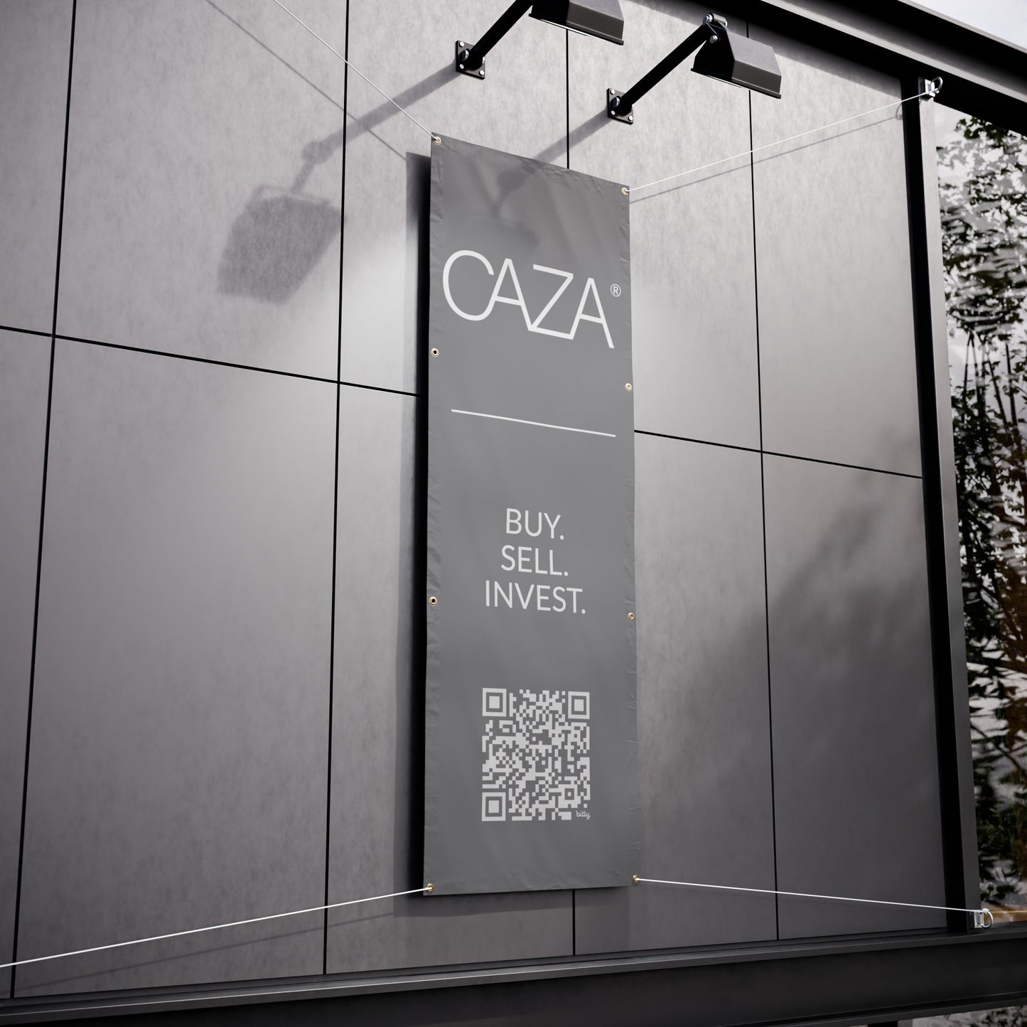 Buy. Sell. Invest. | Vinyl Banners (Grey)