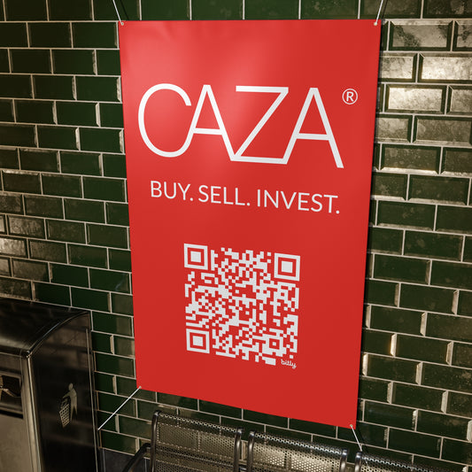 Buy. Sell. Invest. | Matte Banner (Red)