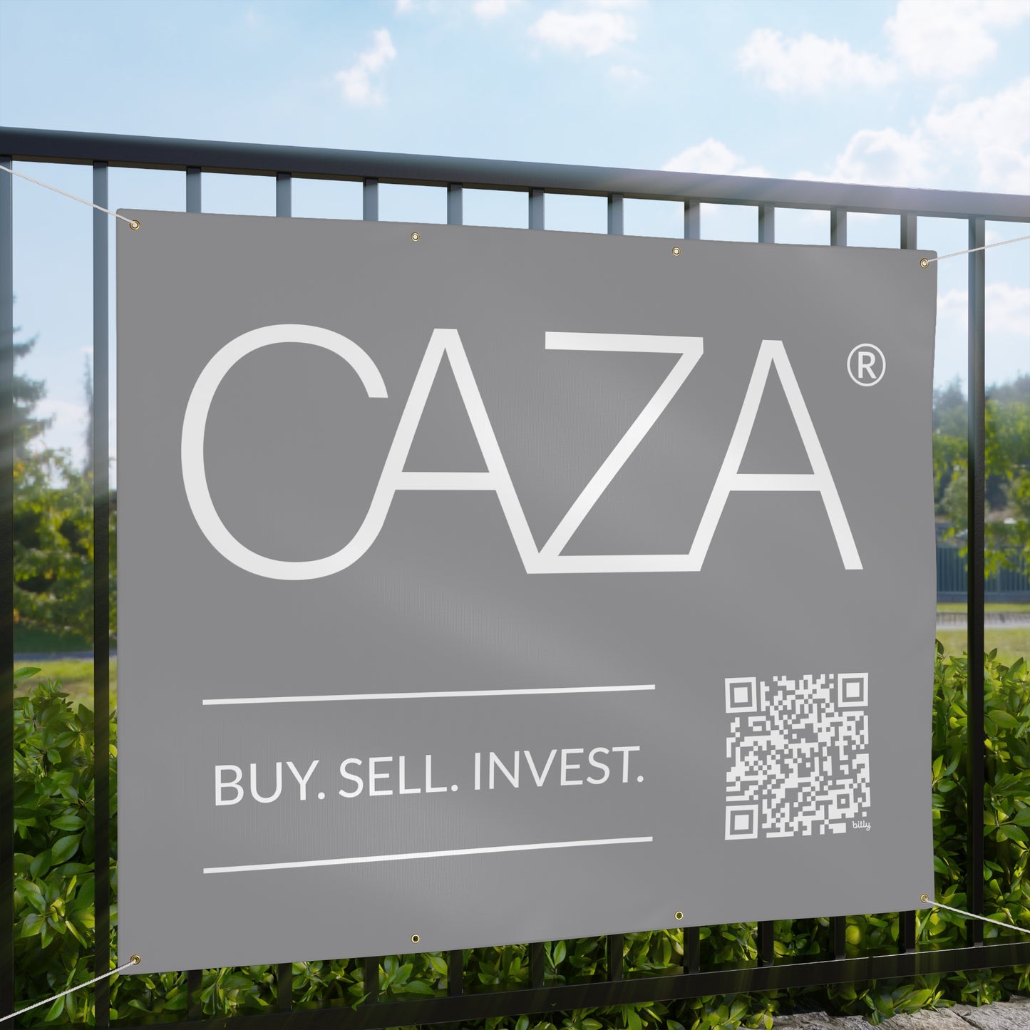 Buy. Sell. Invest. | Matte Banner (Grey)