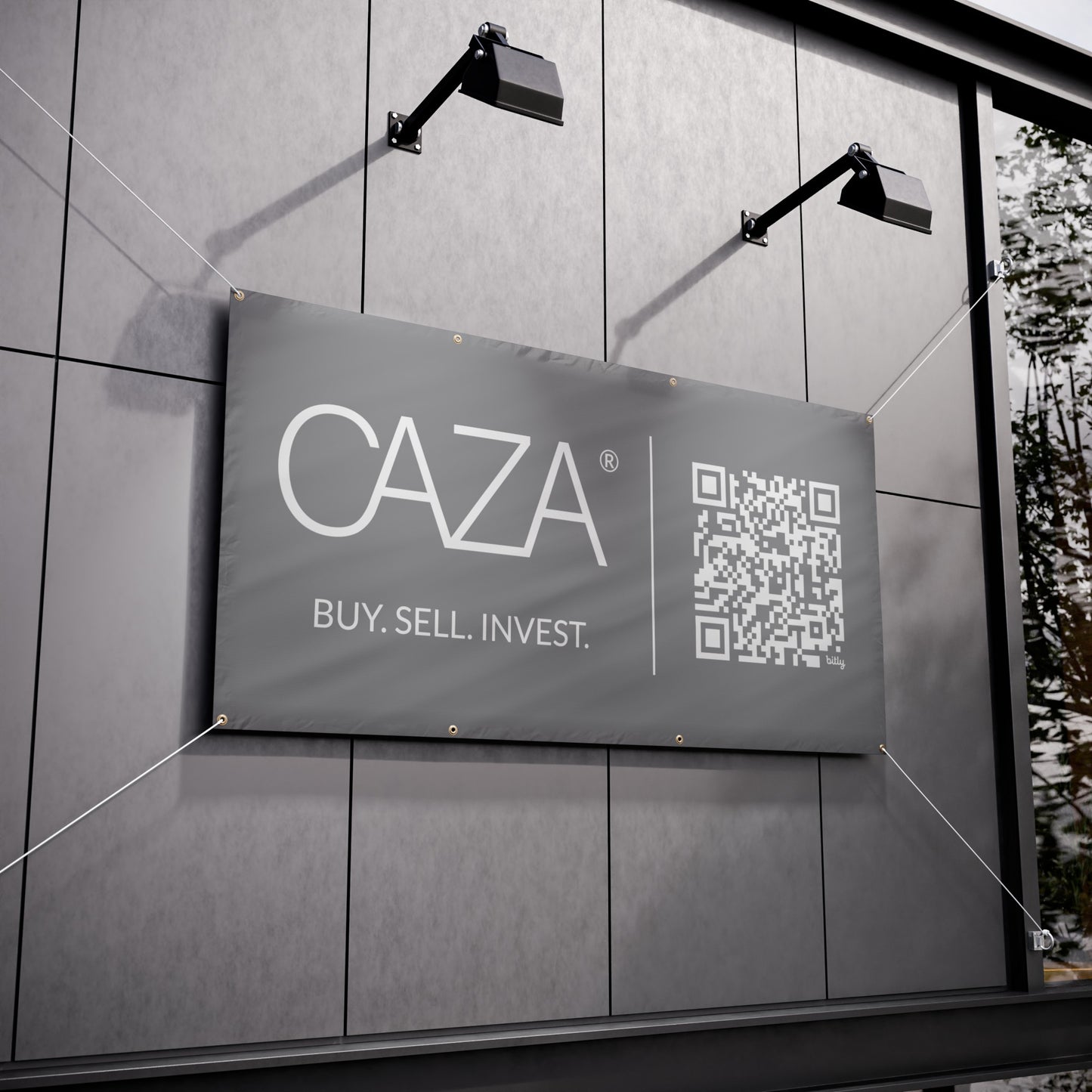 Buy. Sell. Invest. | Vinyl Banners (Grey)