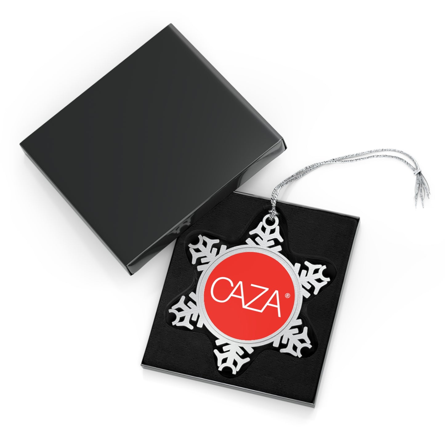 Pewter Snowflake Ornament (Red)